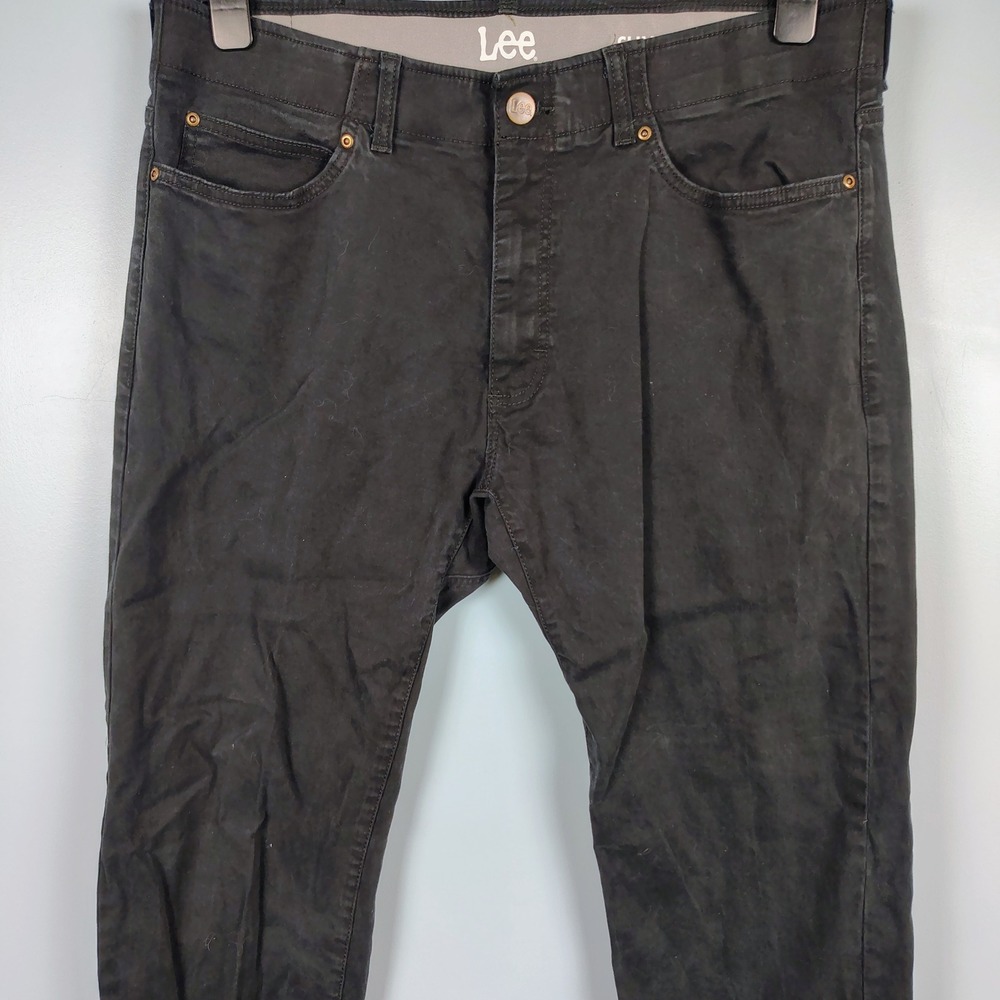 Lee Mens 38x32 Slim Straight Pants Black Stretch Cotton Gorpcore Minimalist - Picture 2 of 9